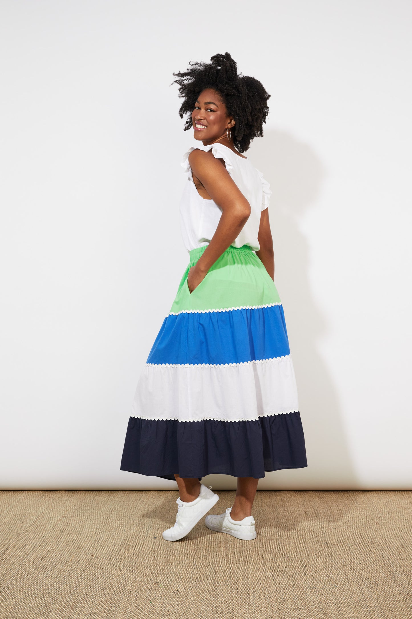 Oahu Maxi Skirt - Marine Stripe