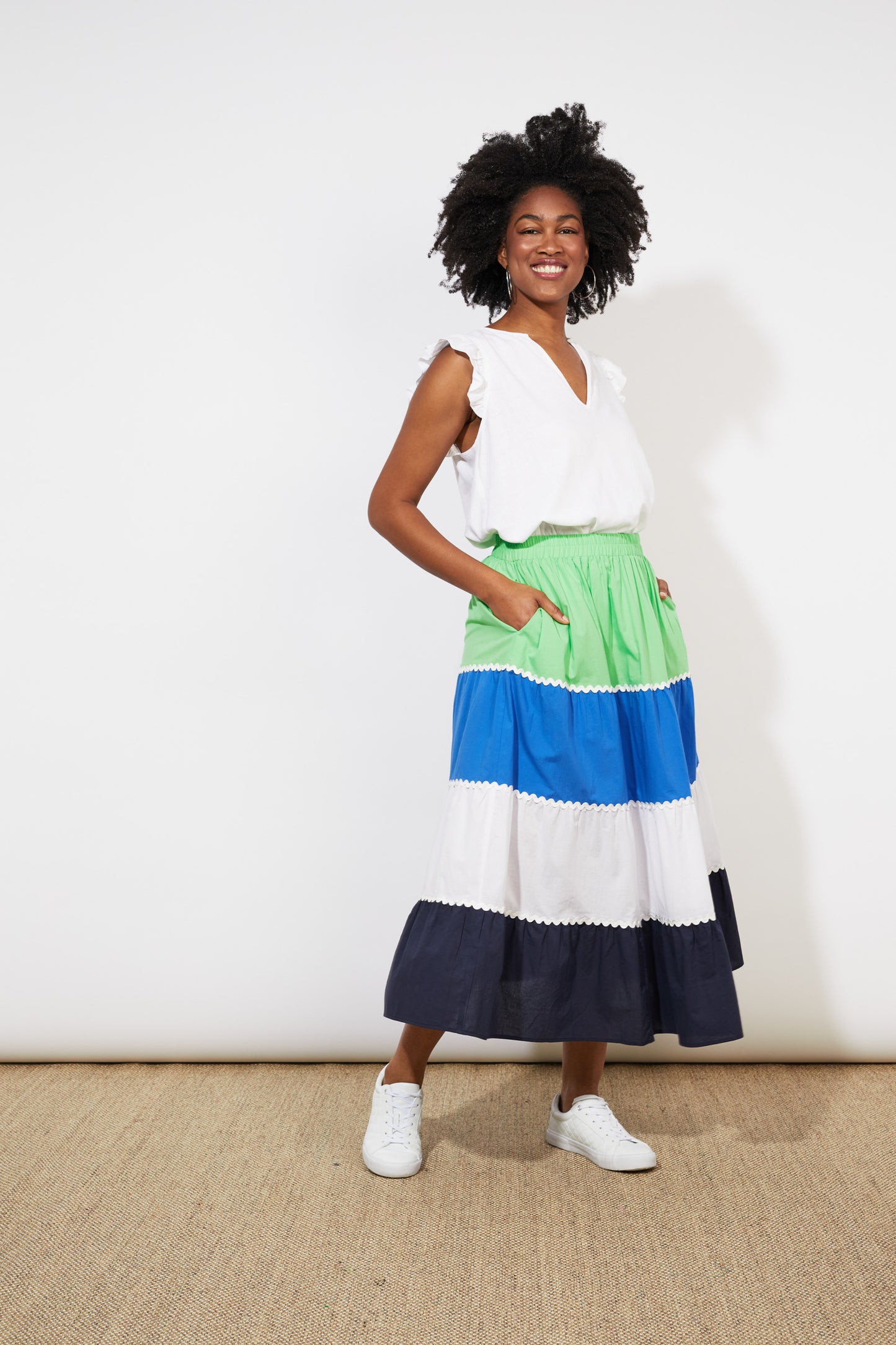 Oahu Maxi Skirt - Marine Stripe