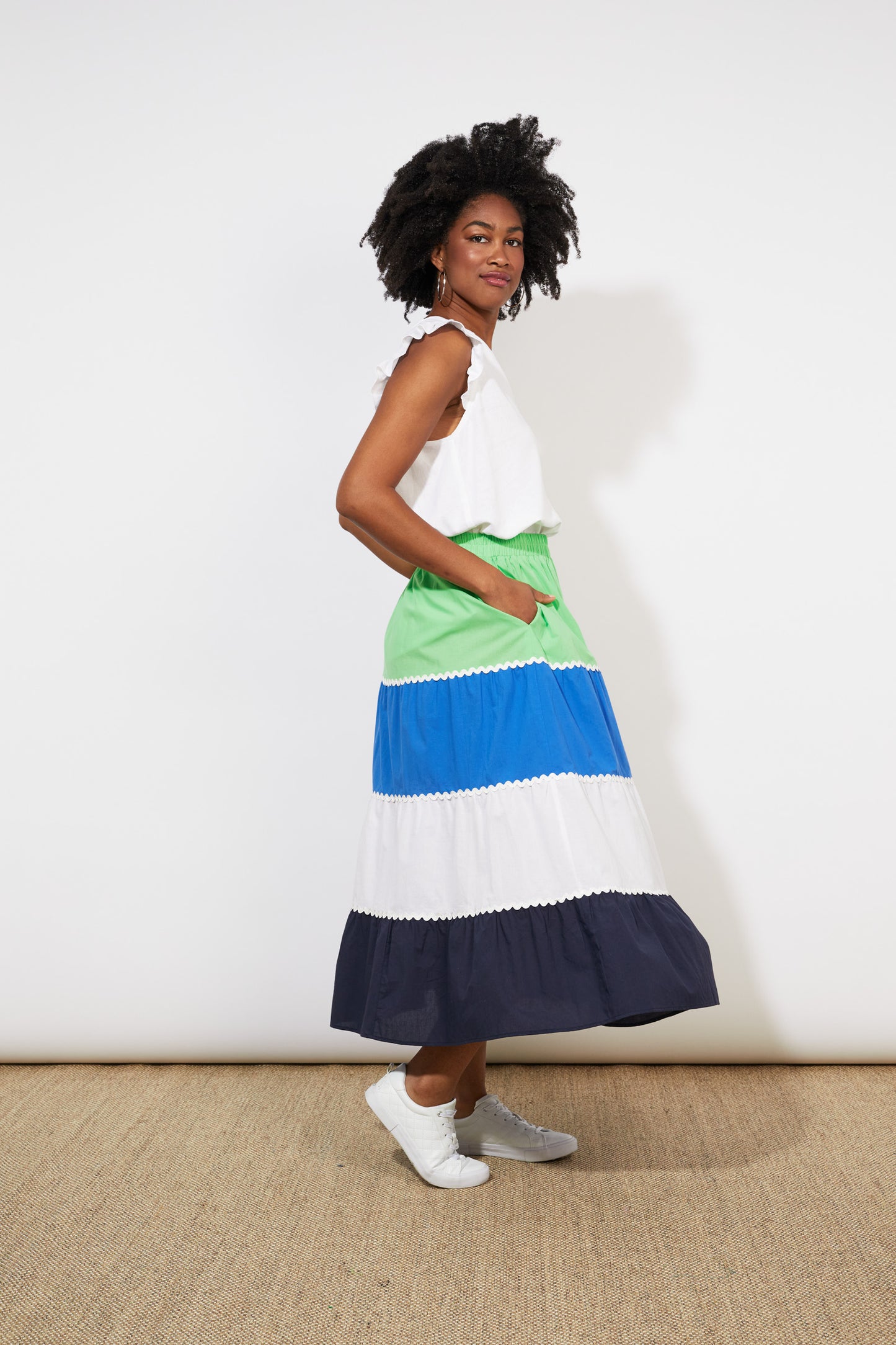 Oahu Maxi Skirt - Marine Stripe