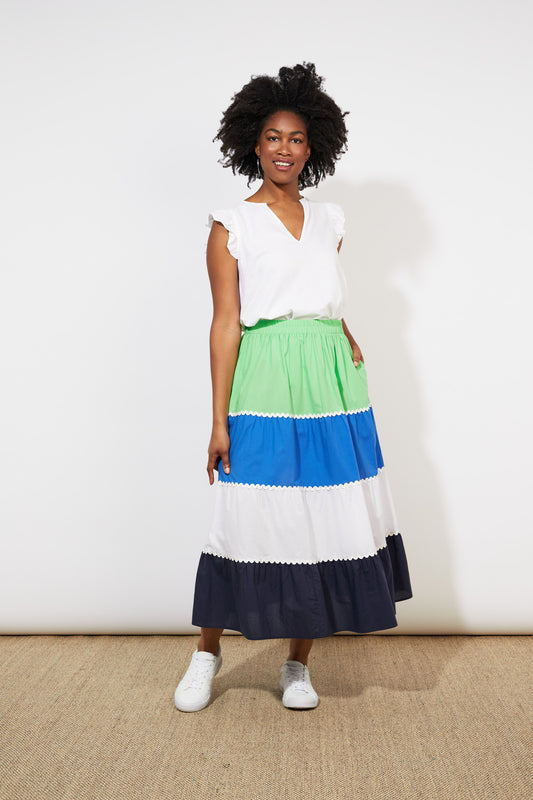 Oahu Maxi Skirt - Marine Stripe