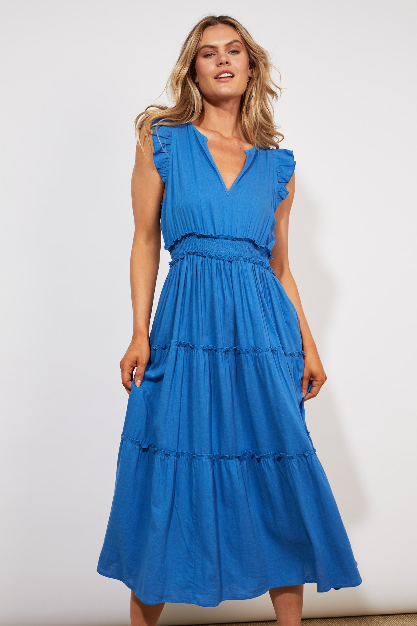 Tanna Frill Dress - Cobalt