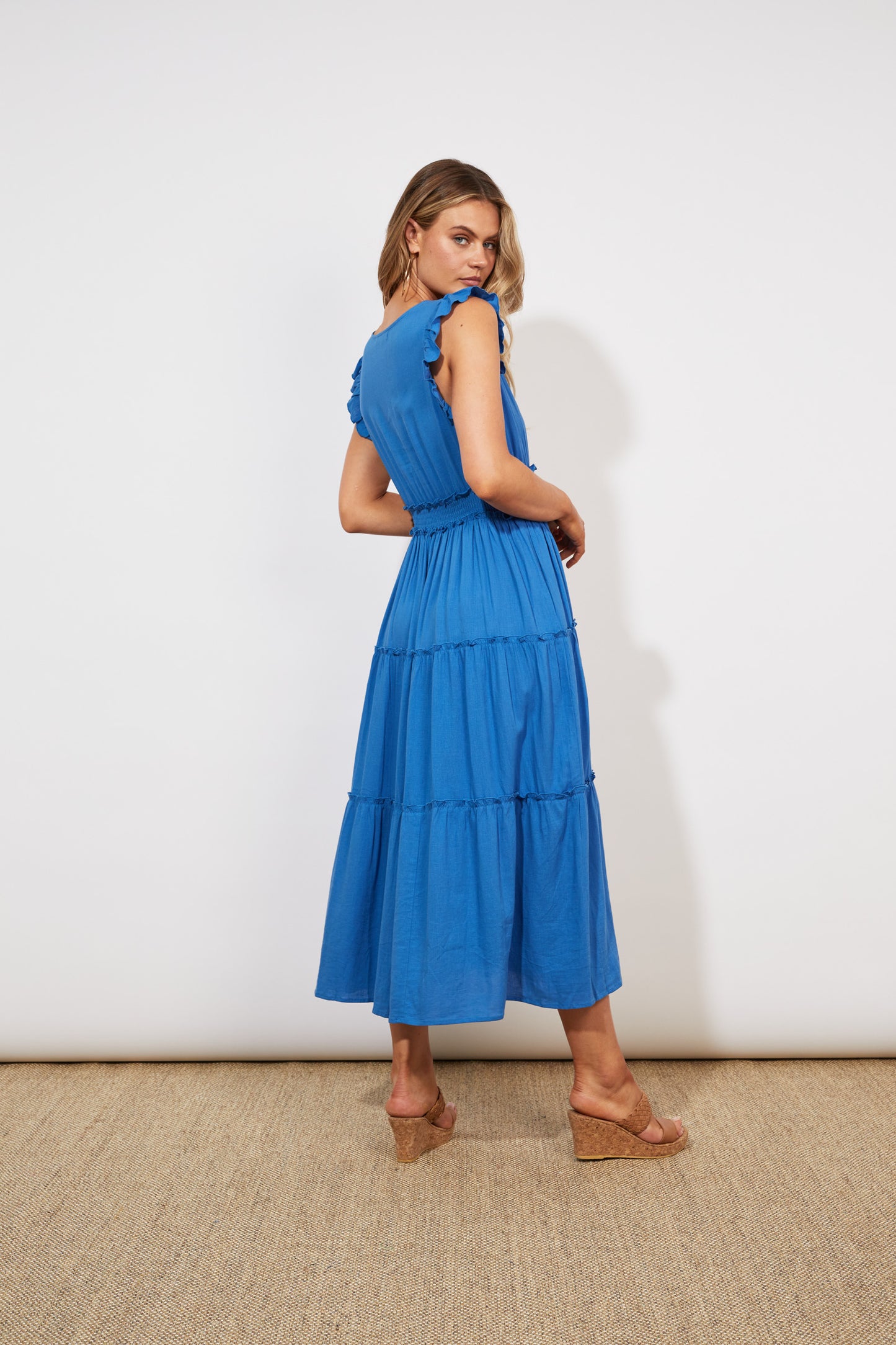 Tanna Frill Dress - Cobalt