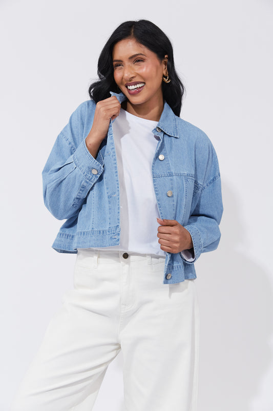 Austin Denim Crop Jacket - Denim