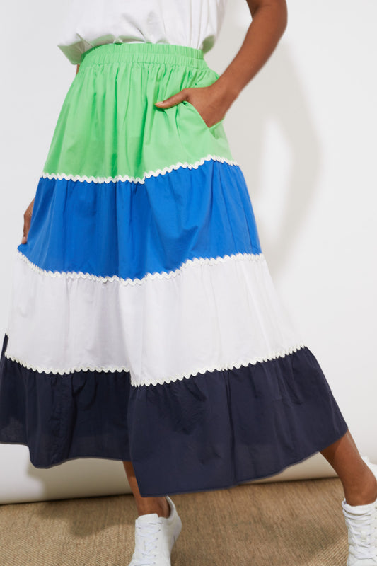 Oahu Maxi Skirt - Marine Stripe