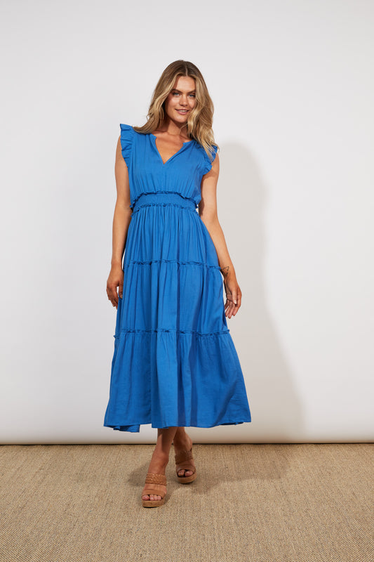 Tanna Frill Dress - Cobalt