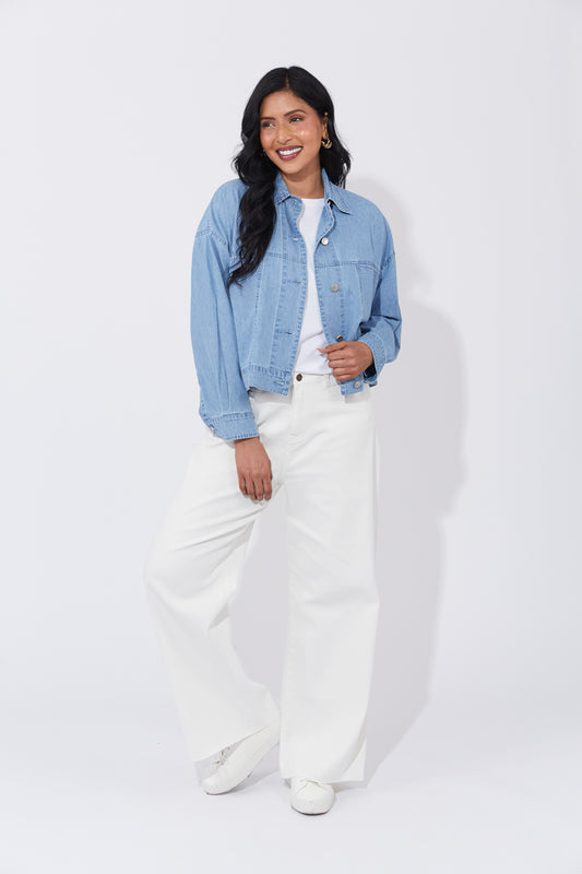 Austin Denim Crop Jacket - Denim