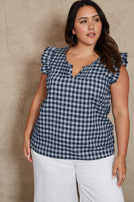 Mimosa Frill Top - Indigo